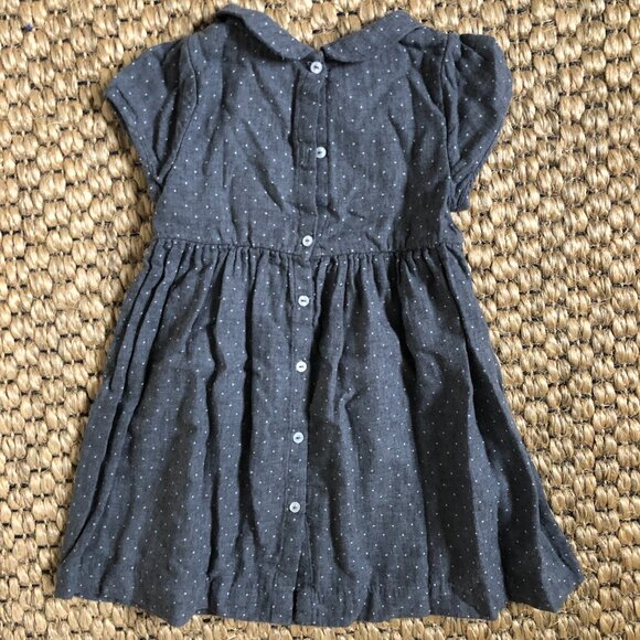 Jacadi Girls grey cotton polkadot dress with collar 36M - Picture 3 of 3